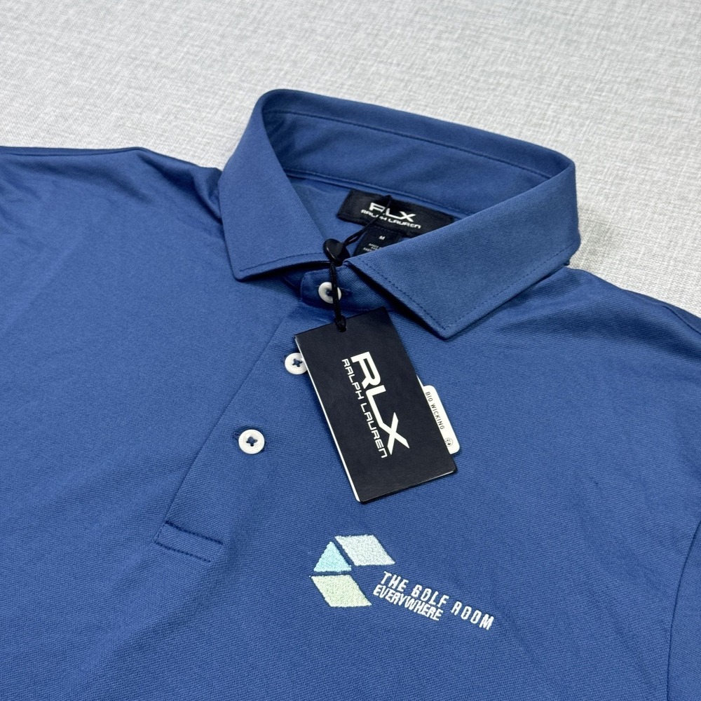 RLX Ralph Lauren Polo Shirt Mens M Blue Short Sleeve Polyester Moisture Wicking
